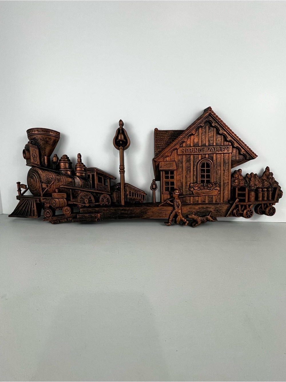 Vtg Dart Industries Coppercraft Guild 1976 Spring Valley Train Stn. Wall Hanging
